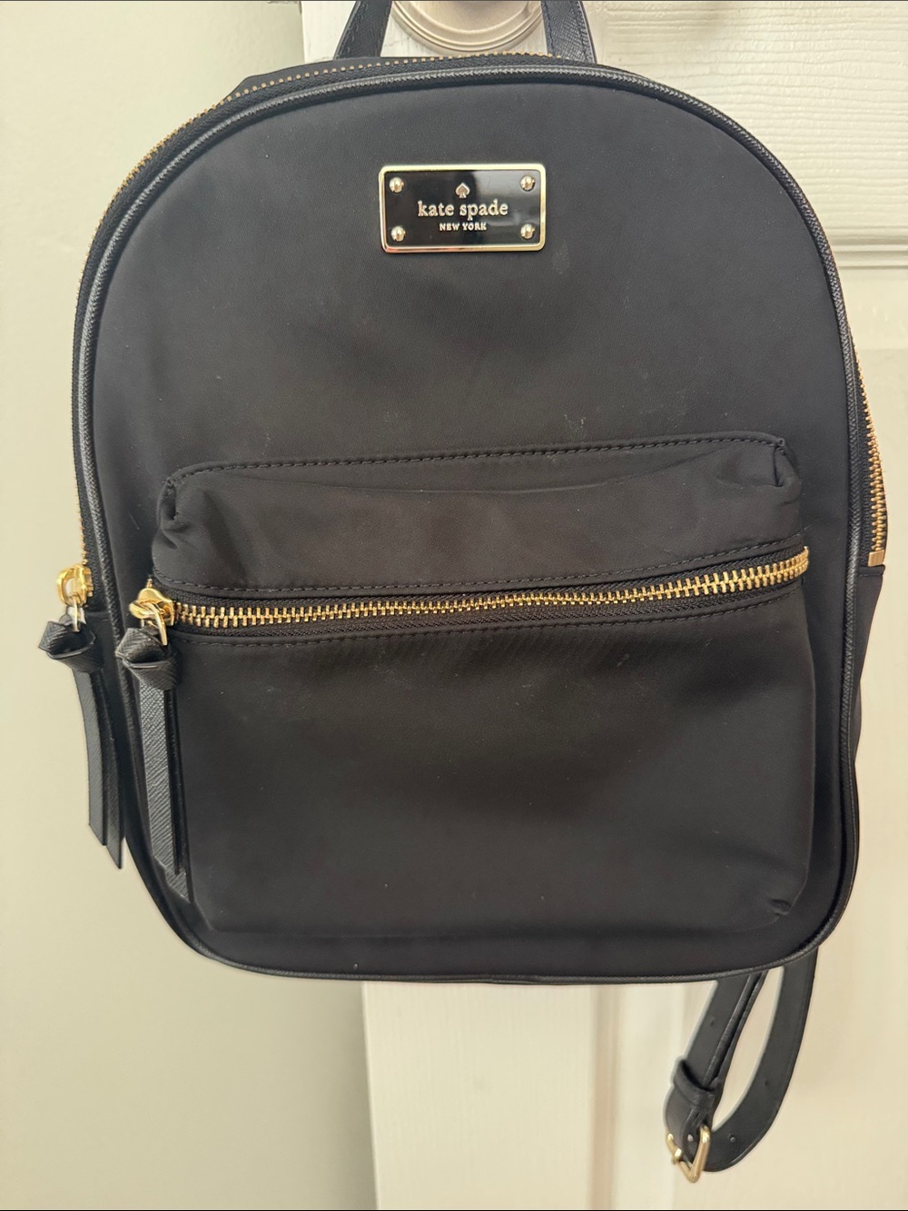 kate spade Black Nylon Mini Backpack with Gold Hardware